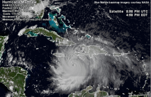 Satellietbeeld van de orkaan. 